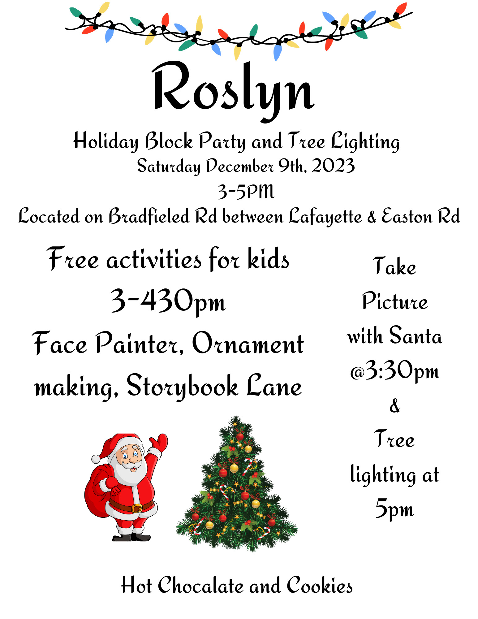 2023 Roslyn Holiday Block Party Flyer