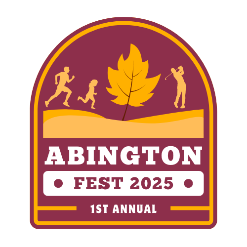 Logo that says Abington Fest Logo 2025 with icon images of runners, a leaf, and golfer.