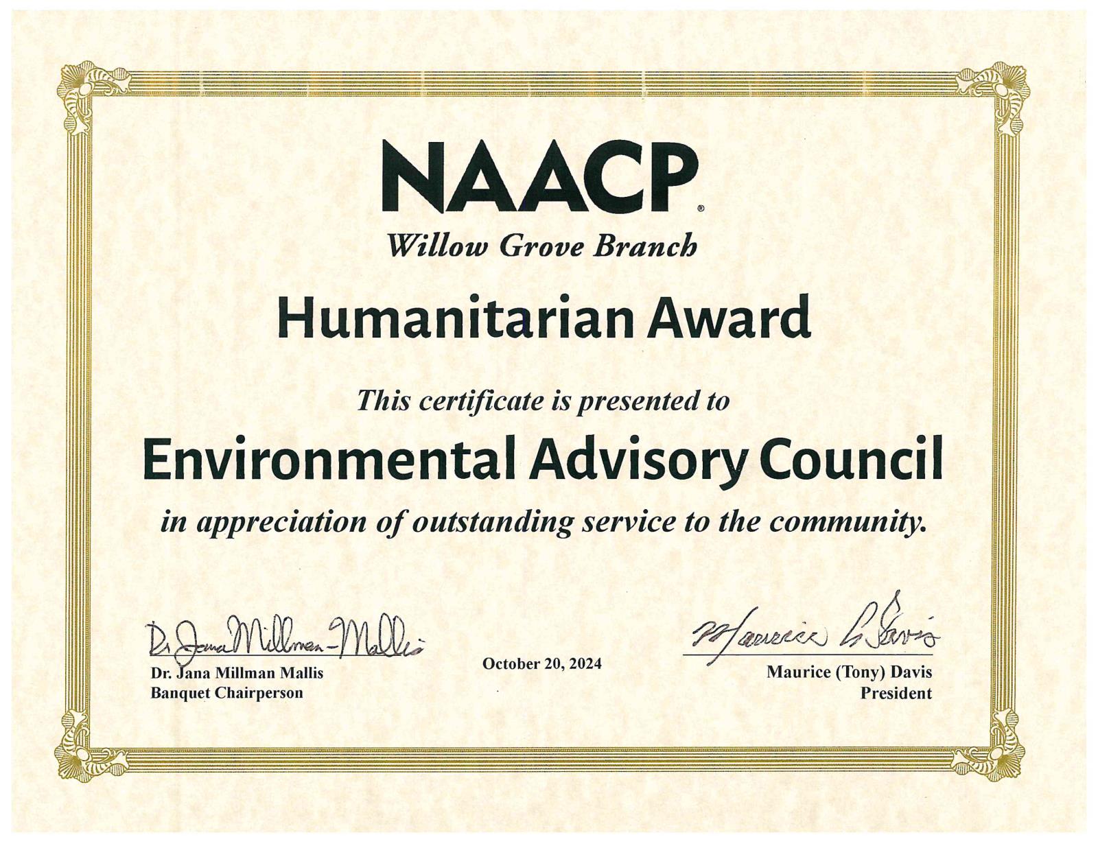 EAC Recognition NAACP Event Award
