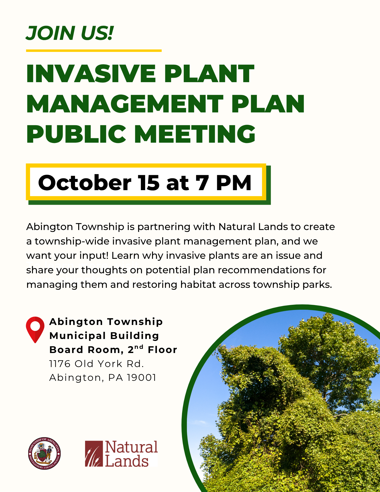 Invasive Plant Management Plan Public Meeting Flyer