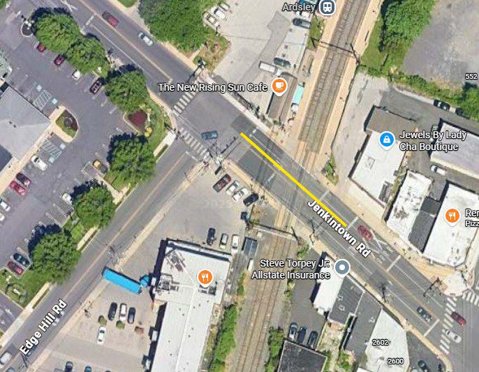 Map of milling and paving project at Ardsley Station grade crossing. 