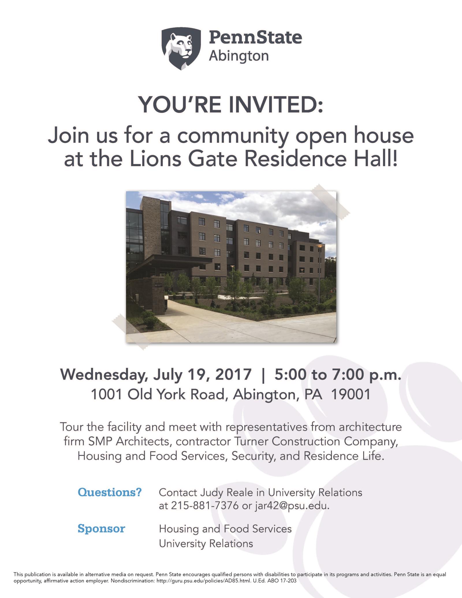 Residence Hall Open House Flyer 2017-1