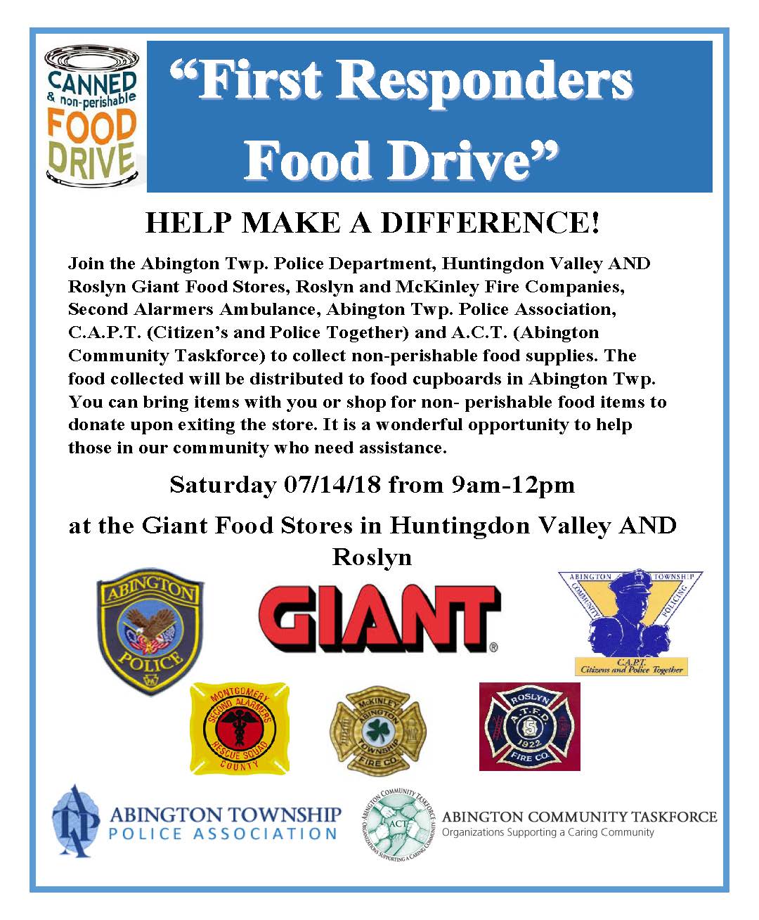 2018 food drive flyer