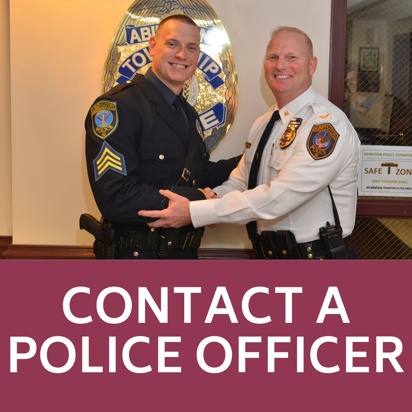 Contact a Police Officer that links to https://www.abingtonpd.org/about-apd/units-and-organization/