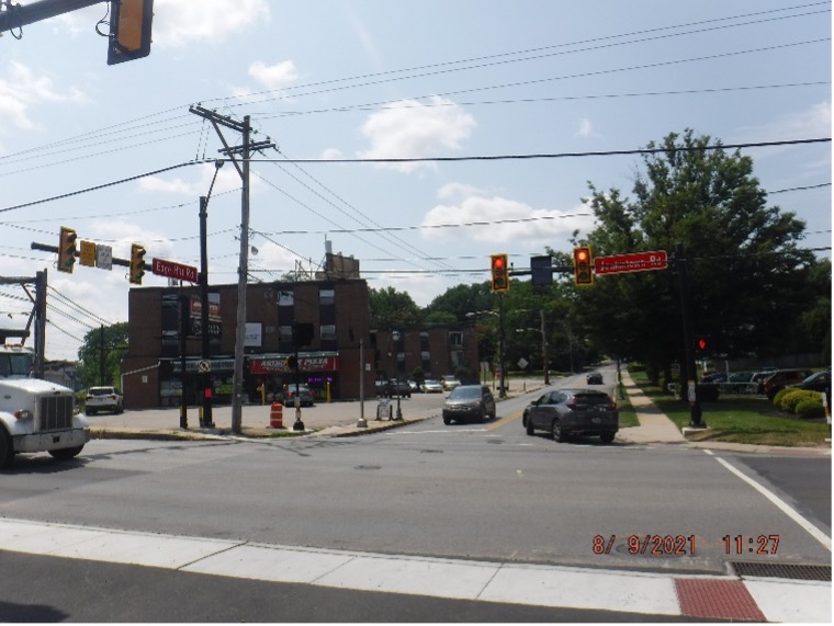 Image of New Traffic Signals and Signs Jenkintown Road at SEPTA Ardsley Station Looking West