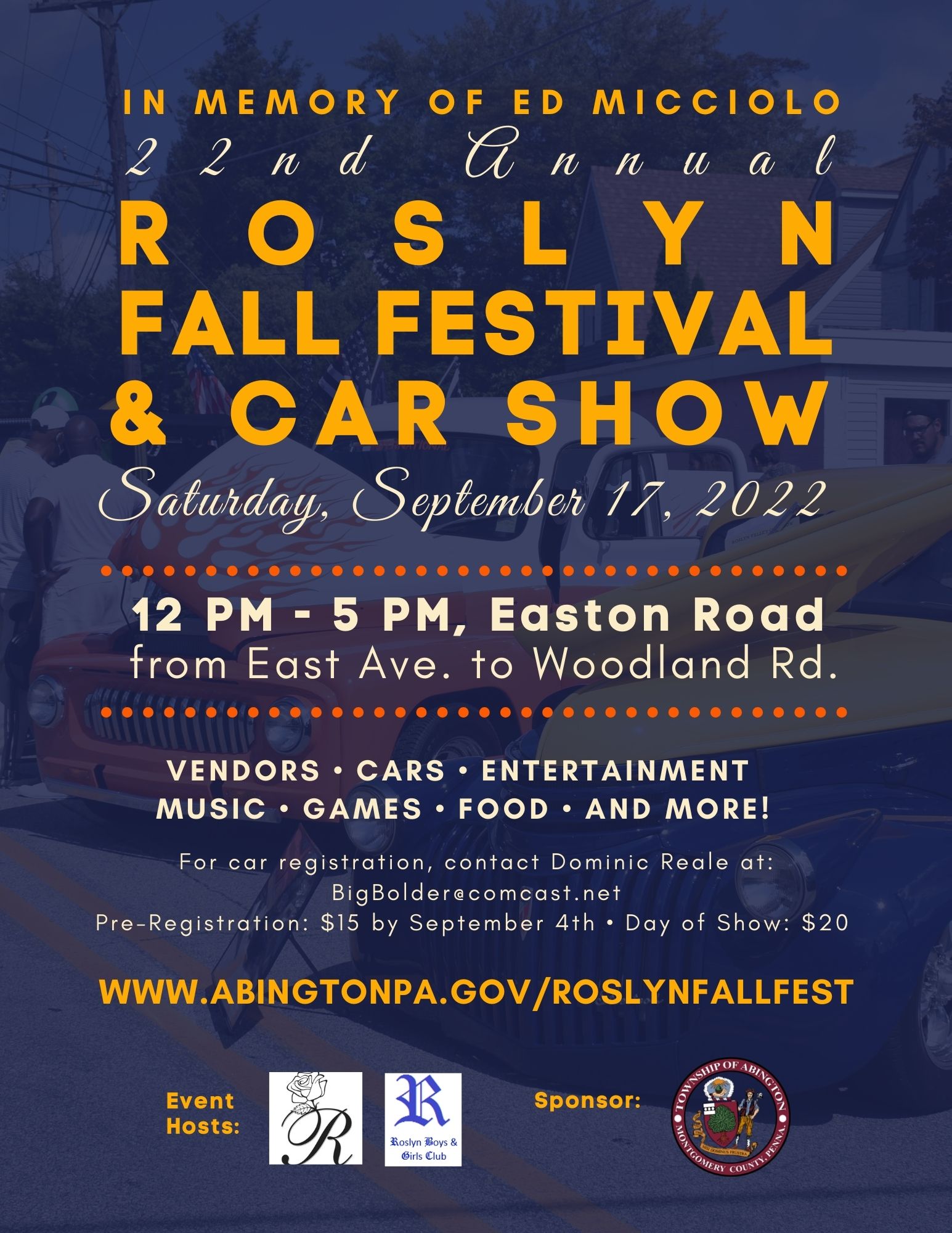 2022 Roslyn Fall Festival Car Show Flyer